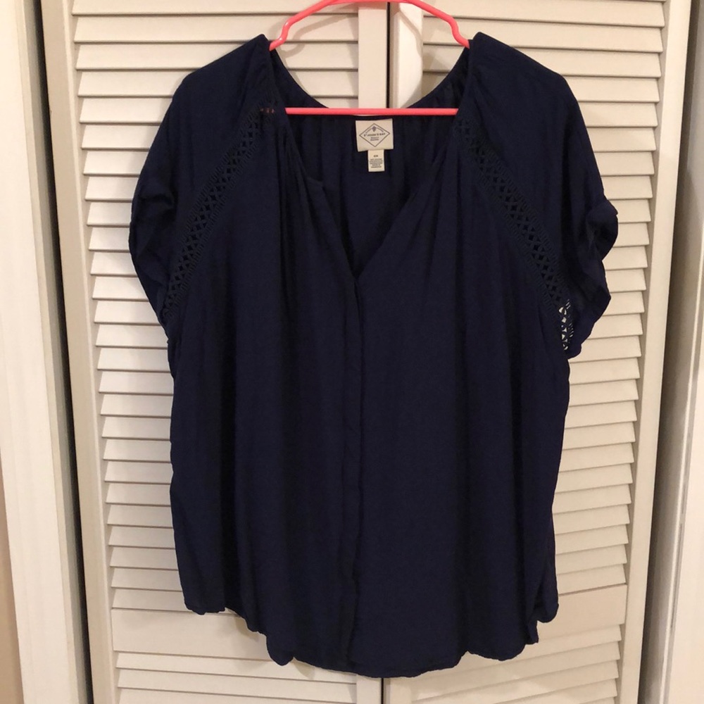 Navy Blue button down top
